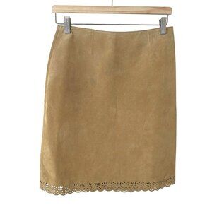 Real Clothes Saks Fifth Avenue Suede Leather Pencil Skirt Sz 6